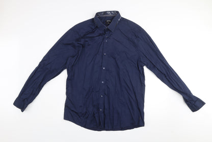 Mens UK Collar Size 17 Remus Uomo Smart Blue  Dress Shirt