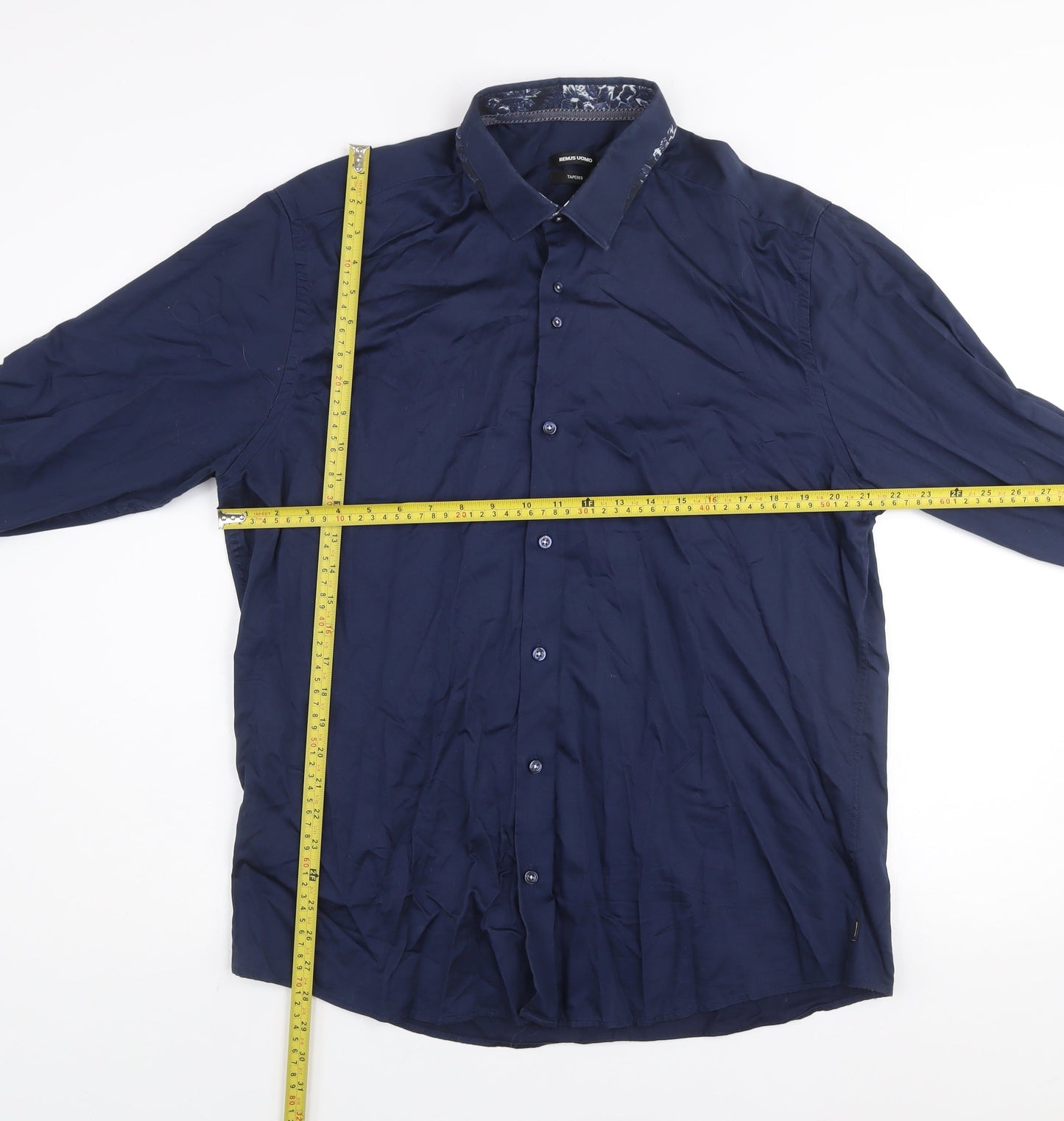 Mens UK Collar Size 17 Remus Uomo Smart Blue  Dress Shirt