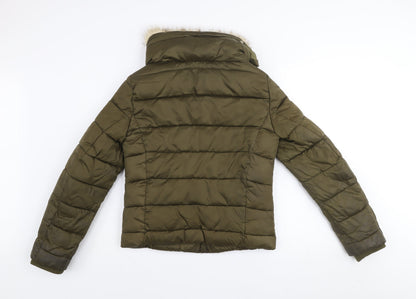 Womens UK Size 8 Zara Green Puffer Jacket