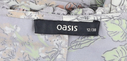 Oasis Women's Grey Floral A-Line Knee Length Dress Size 12