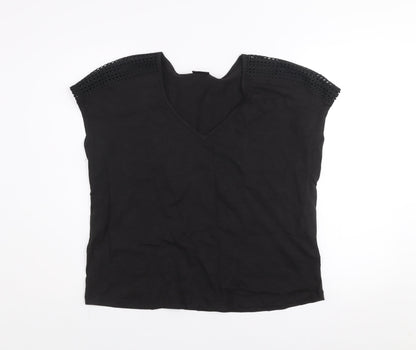 Avenue Women's Black Cotton V-Neck Tunic Blouse Size 16