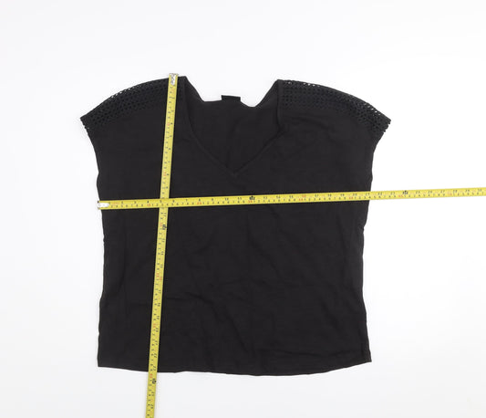 Avenue Women's Black Cotton V-Neck Tunic Blouse Size 16