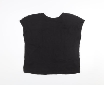 Avenue Women's Black Cotton V-Neck Tunic Blouse Size 16