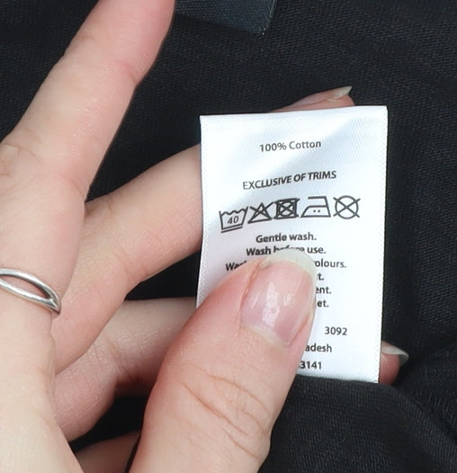 Avenue Women's Black Cotton V-Neck Tunic Blouse Size 16