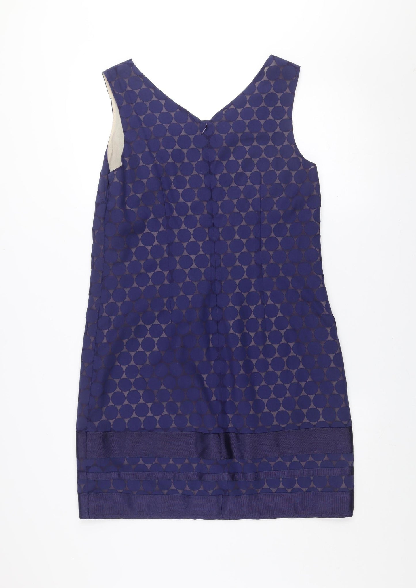 Oasis Women Blue Geometric Shift Dress Size 14 Sleeveless Knee Length