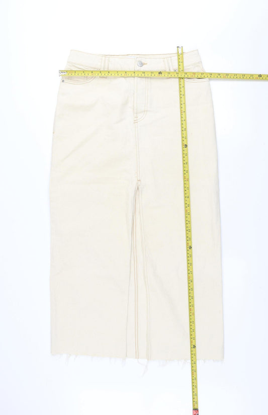 Primark Women Beige Denim Midi Pencil Skirt Size 10