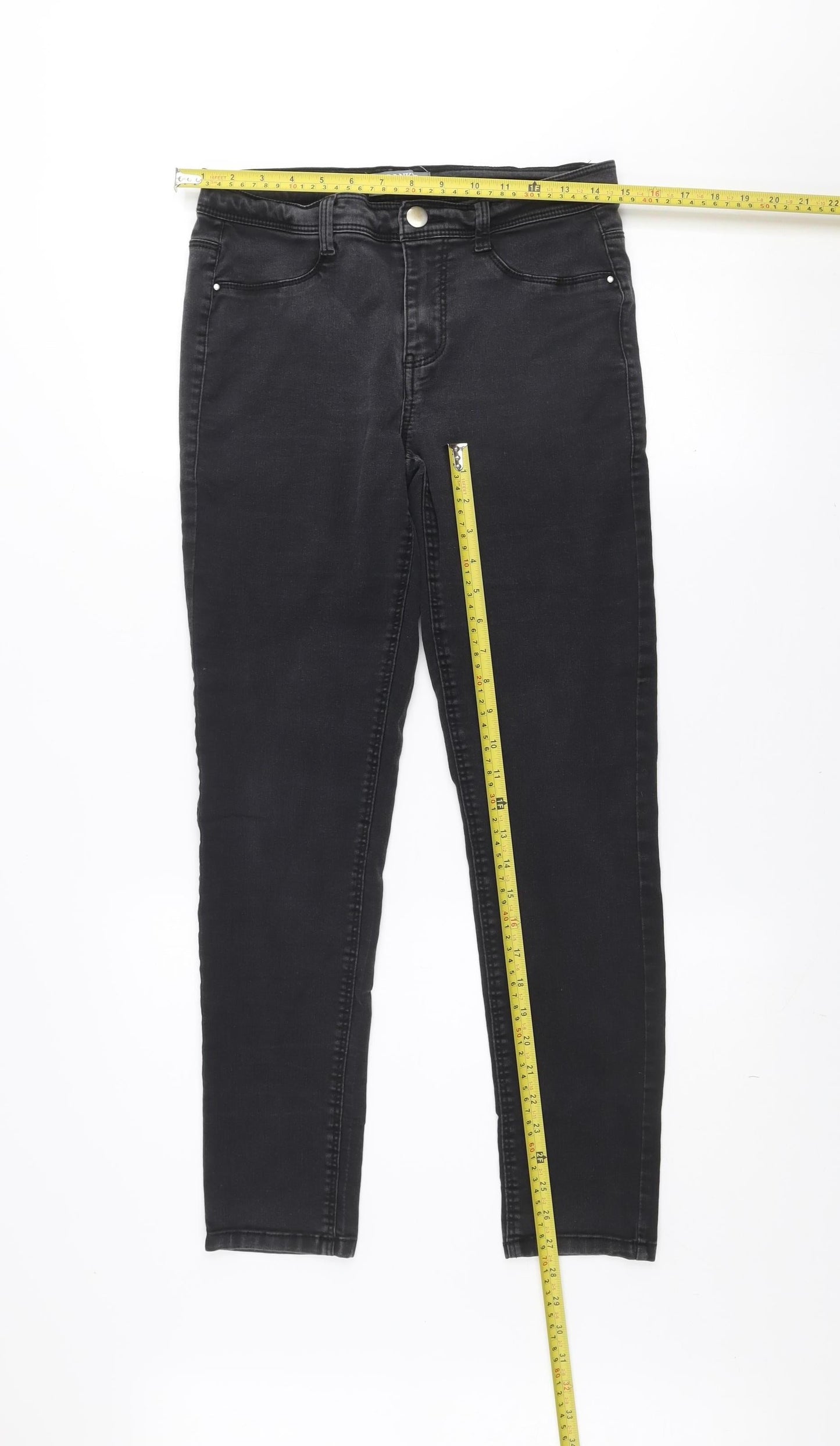 Dorothy Perkins Women’s Black Skinny Jeans Size 12 Mid Rise Stretch Denim