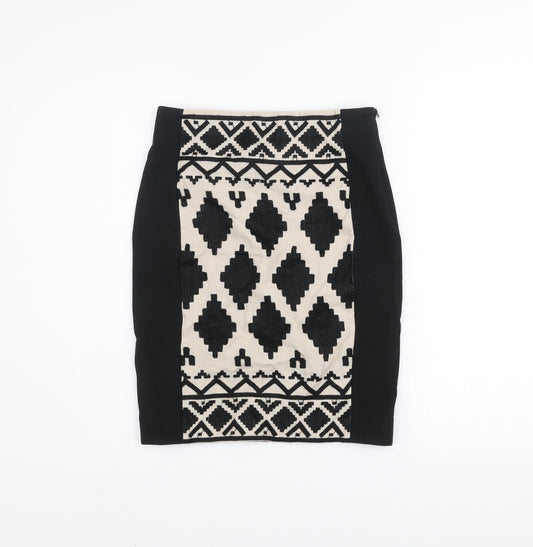 Part Two Women’s Black Geometric Knit Stretch Pencil Skirt XS