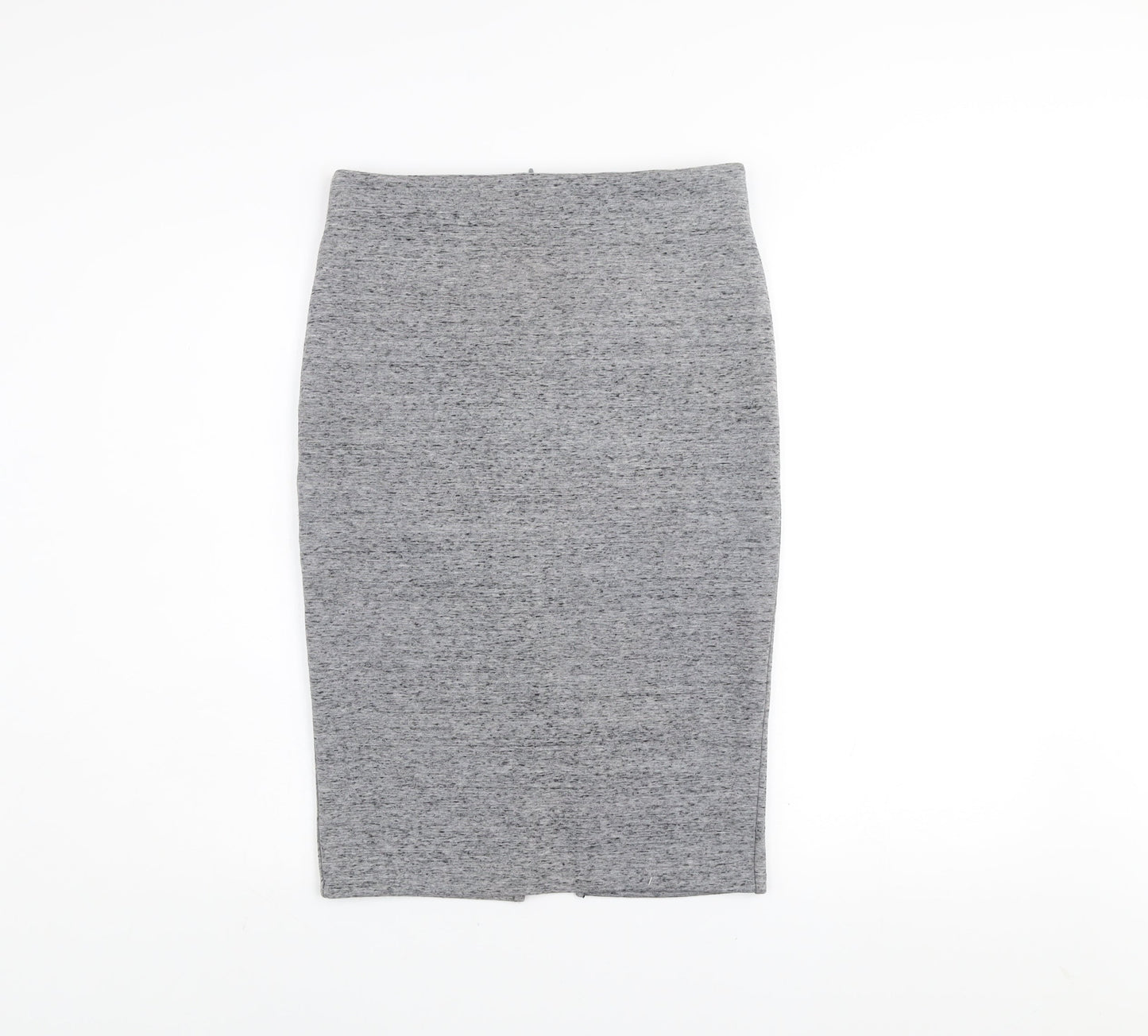 H&M Women’s Grey Jersey Pencil Skirt Size S Midi High Waist Stretch