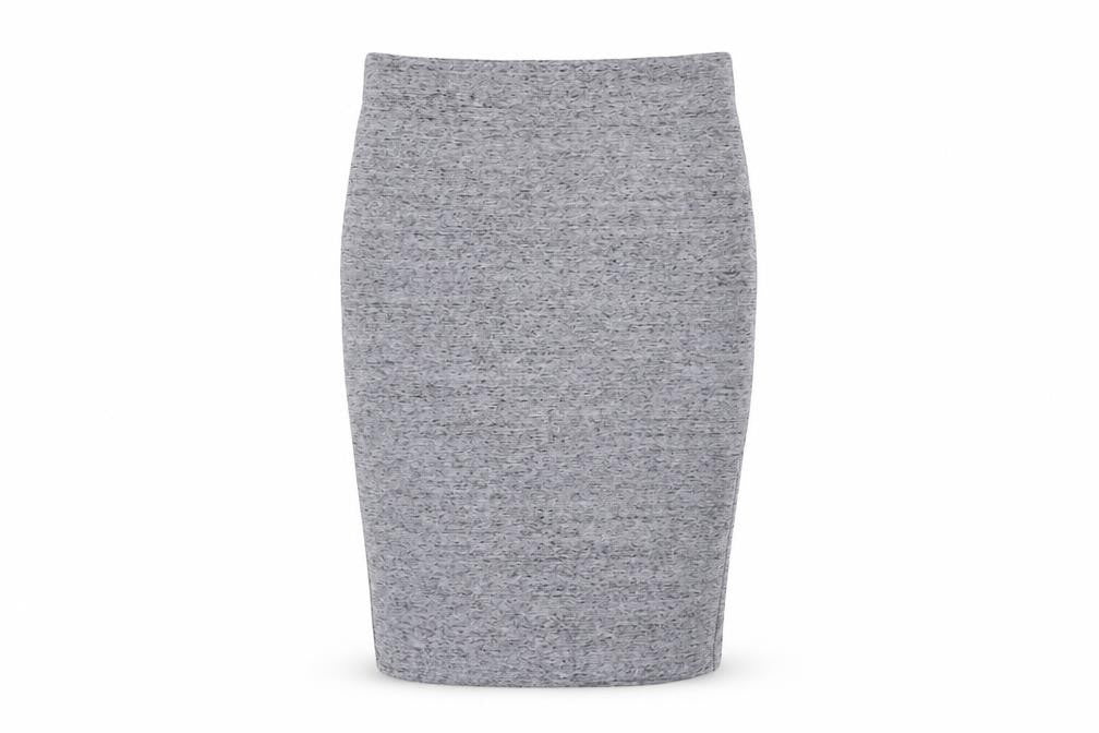 H&M Women’s Grey Jersey Pencil Skirt Size S Midi High Waist Stretch