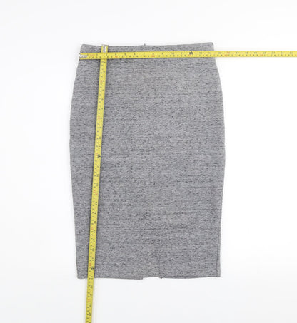 H&M Women’s Grey Jersey Pencil Skirt Size S Midi High Waist Stretch