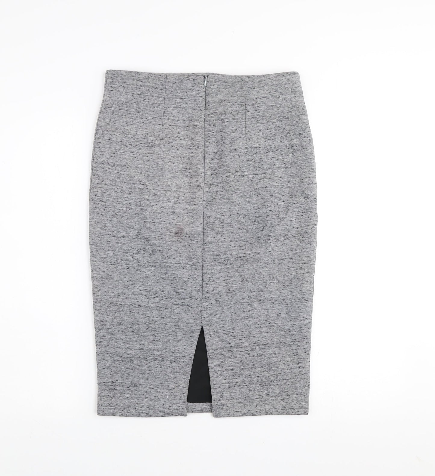 H&M Women’s Grey Jersey Pencil Skirt Size S Midi High Waist Stretch