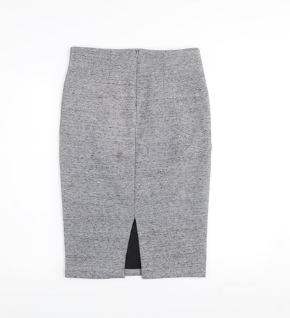 H&M Women’s Grey Jersey Pencil Skirt Size S Midi High Waist Stretch