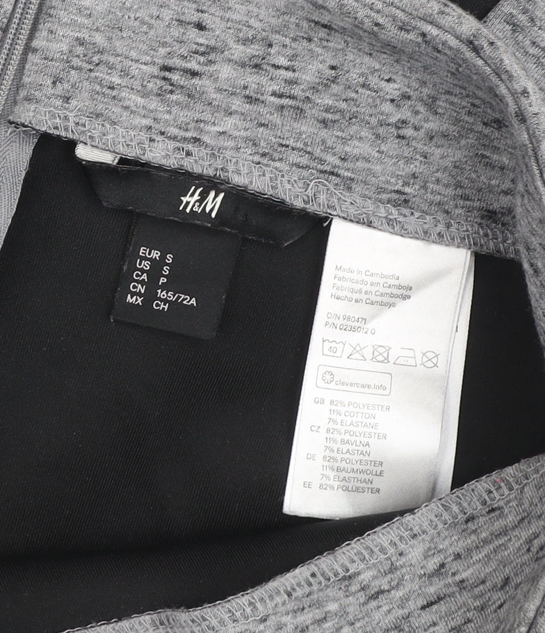 H&M Women’s Grey Jersey Pencil Skirt Size S Midi High Waist Stretch