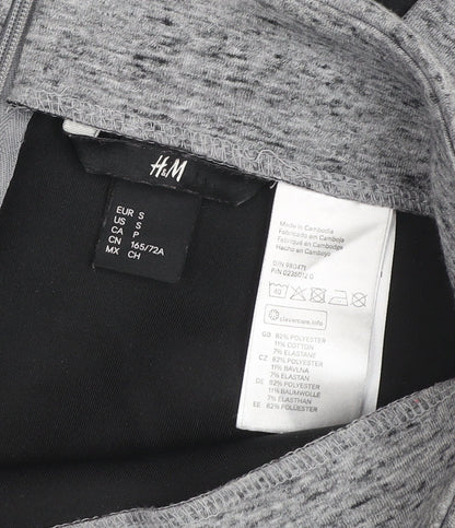 H&M Women’s Grey Jersey Pencil Skirt Size S Midi High Waist Stretch