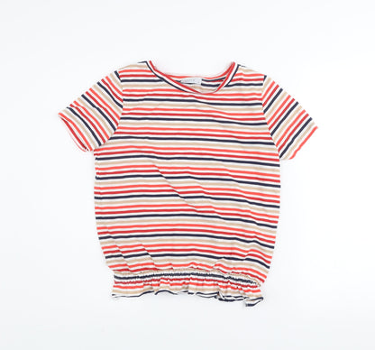 Papaya Women Multicoloured Striped Short Sleeve Jersey T-Shirt Size 10