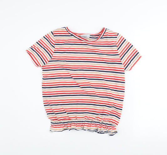 Papaya Women Multicoloured Striped Short Sleeve Jersey T-Shirt Size 10