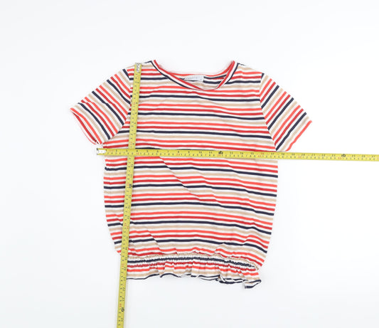 Papaya Women Multicoloured Striped Short Sleeve Jersey T-Shirt Size 10