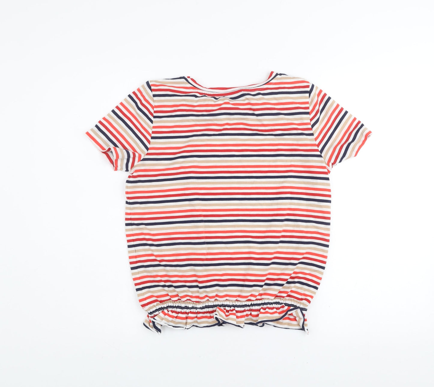 Papaya Women Multicoloured Striped Short Sleeve Jersey T-Shirt Size 10