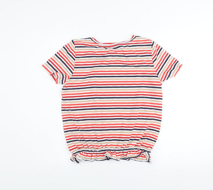 Papaya Women Multicoloured Striped Short Sleeve Jersey T-Shirt Size 10