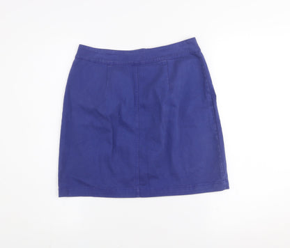 PrettyLittleThing Women's Blue A-Line Button Skirt Size 10