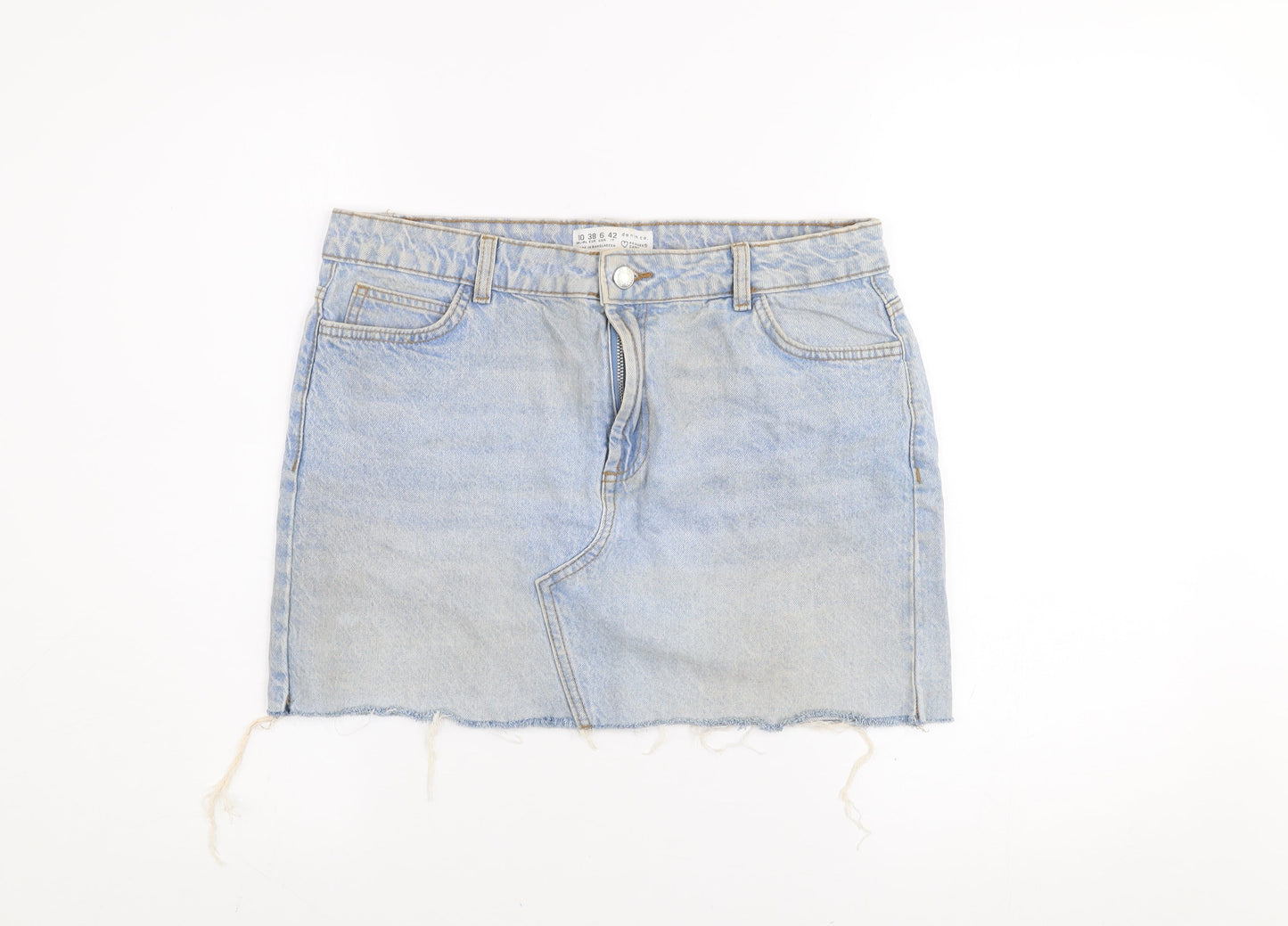 Primark Women Blue Denim Mini Skirt Size 10 Casual Cotton