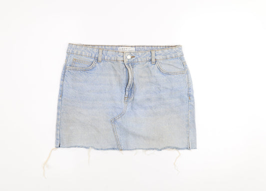 Primark Women Blue Denim Mini Skirt Size 10 Casual Cotton