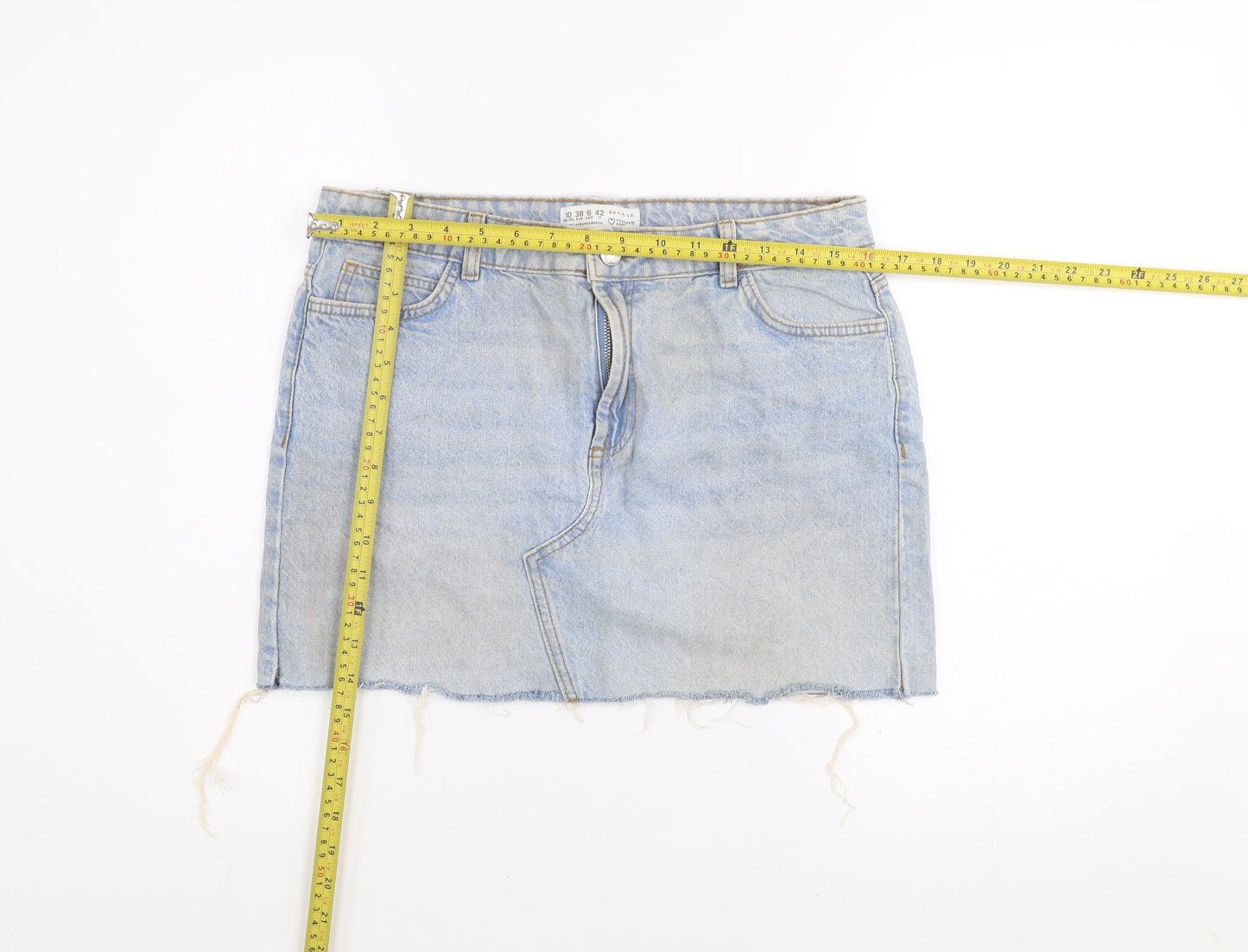 Primark Women Blue Denim Mini Skirt Size 10 Casual Cotton