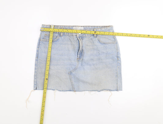Primark Women Blue Denim Mini Skirt Size 10 Casual Cotton