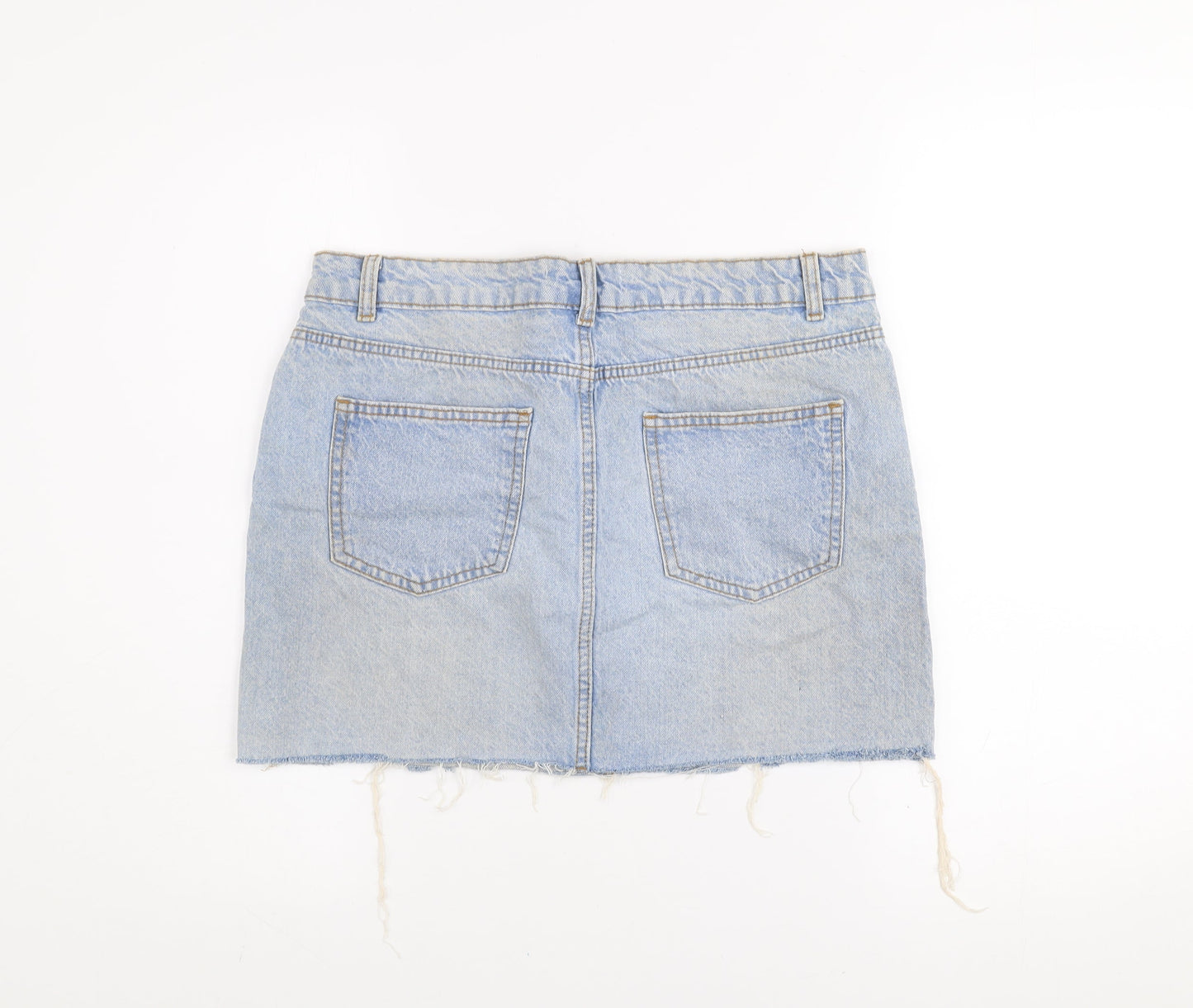 Primark Women Blue Denim Mini Skirt Size 10 Casual Cotton