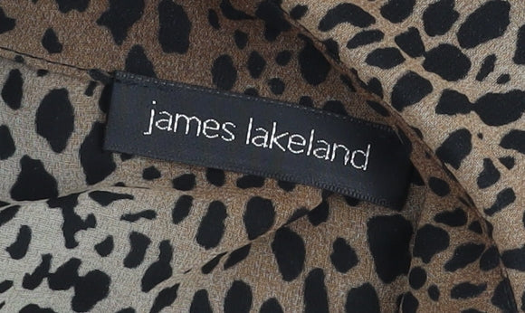 James Lakeland Women's Black Leopard Print Collared Bodycon Dress Size 10