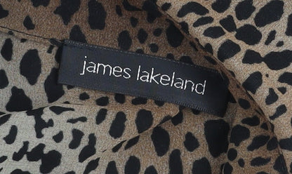 James Lakeland Women's Black Leopard Print Collared Bodycon Dress Size 10