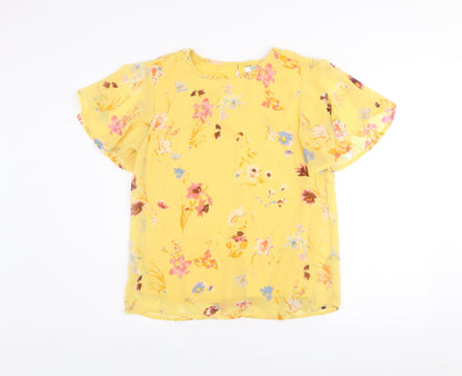Womens UK Size S Pieces Yellow Basic Blouse