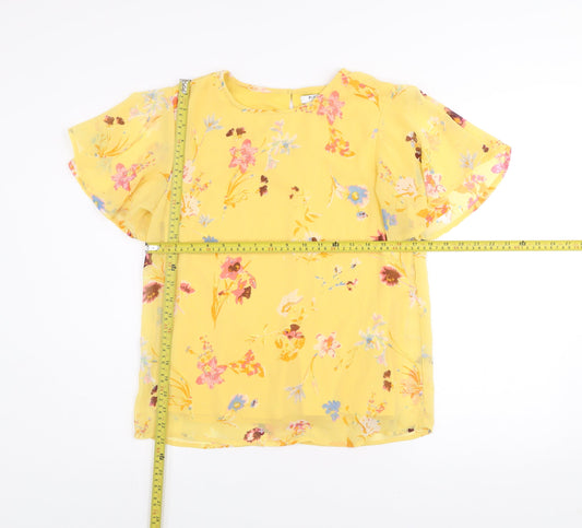 Womens UK Size S Pieces Yellow Basic Blouse