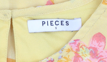 Womens UK Size S Pieces Yellow Basic Blouse