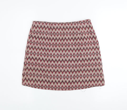 New Look Women’s Multicoloured Geometric Short Tweed Skirt Size 10