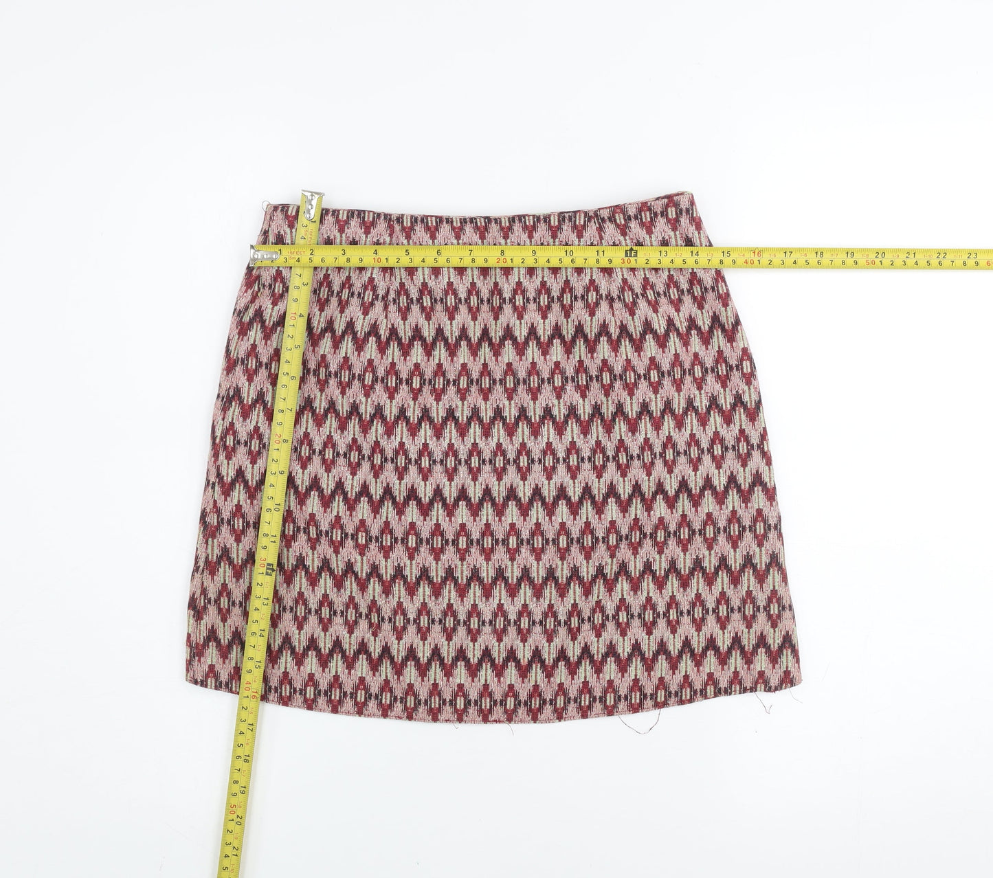 New Look Women’s Multicoloured Geometric Short Tweed Skirt Size 10