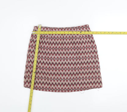 New Look Women’s Multicoloured Geometric Short Tweed Skirt Size 10