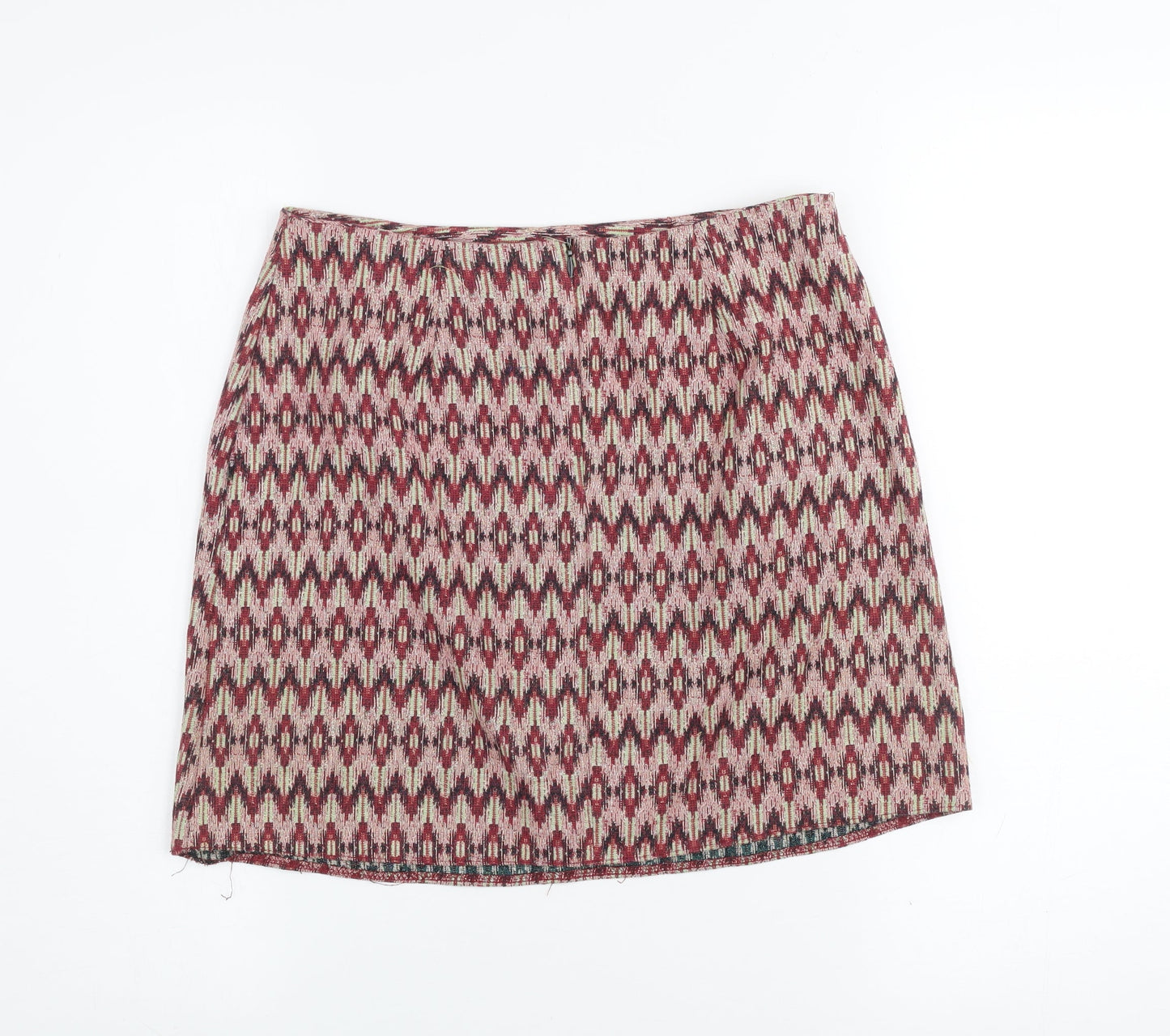 New Look Women’s Multicoloured Geometric Short Tweed Skirt Size 10