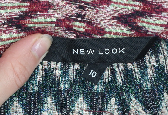 New Look Women’s Multicoloured Geometric Short Tweed Skirt Size 10