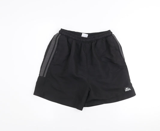 Lonsdale Boys Black Athletic Sports Shorts 13 Years Polyester Quick Dry