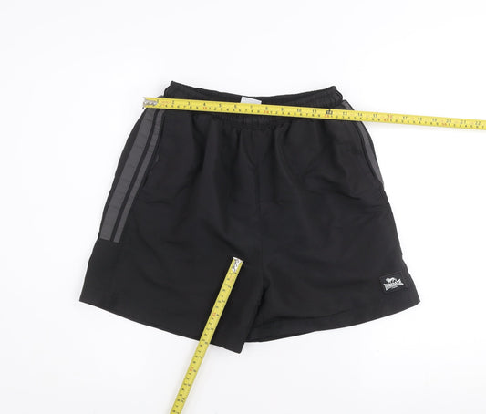 Lonsdale Boys Black Athletic Sports Shorts 13 Years Polyester Quick Dry