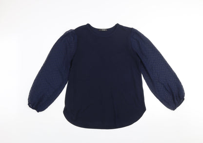 Quiz Womens Blue Puff Sleeve Long Sleeve Blouse Size 12