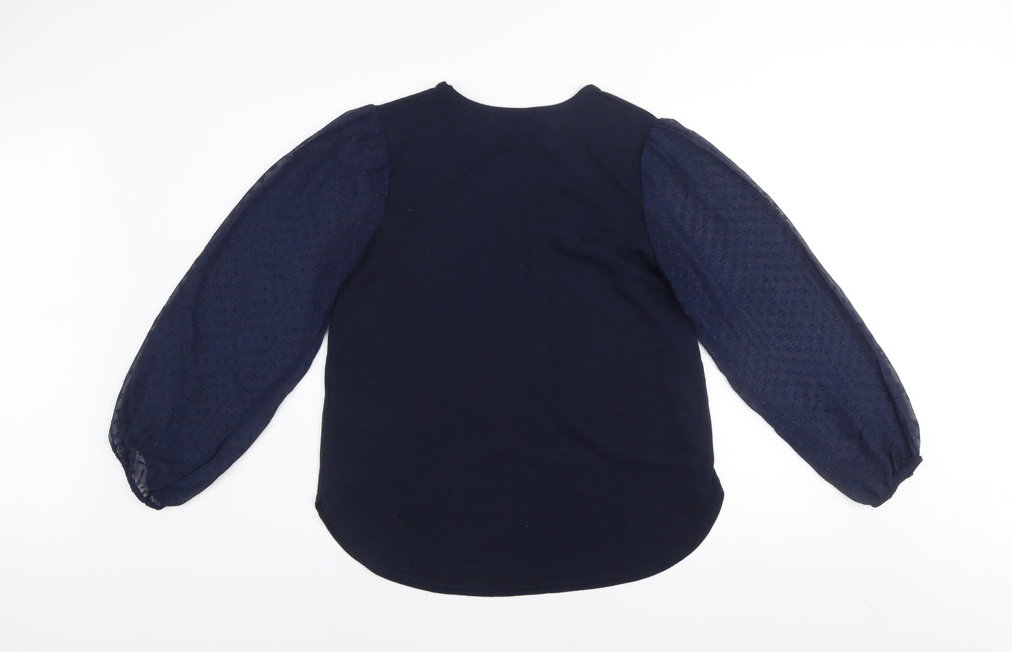 Quiz Womens Blue Puff Sleeve Long Sleeve Blouse Size 12