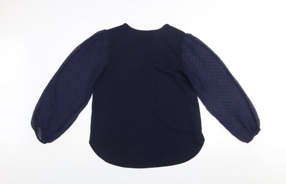 Quiz Womens Blue Puff Sleeve Long Sleeve Blouse Size 12
