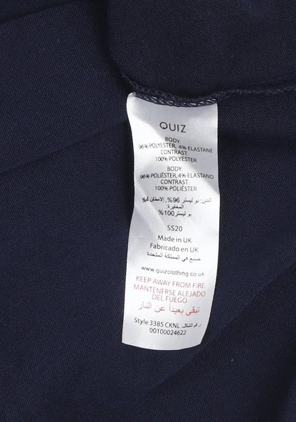 Quiz Womens Blue Puff Sleeve Long Sleeve Blouse Size 12