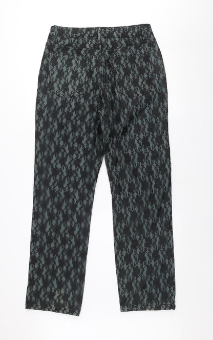 Boohoo Women’s Black Lace Overlay Straight Jeans UK 12 Regular Fit