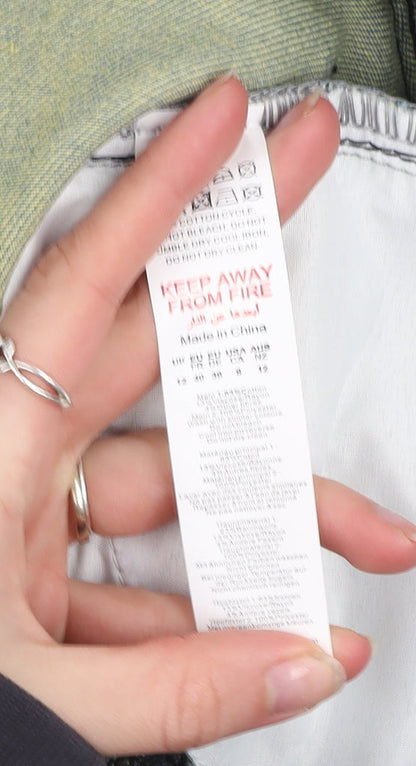 Boohoo Women’s Black Lace Overlay Straight Jeans UK 12 Regular Fit