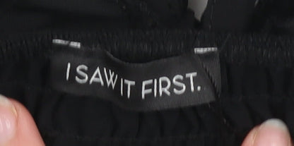 I SAW IT FIRST Women's Black Cropped Puff Sleeve Chiffon Blouse - Size S