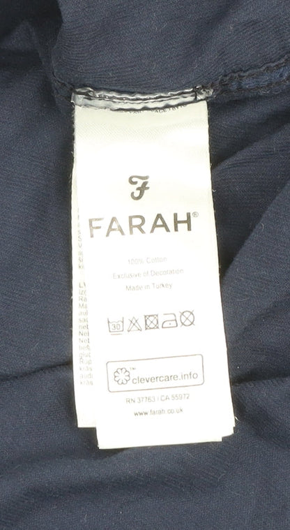 Farah Men's Blue Corduroy Slim Fit Long Sleeve Button-Up Shirt Size XL